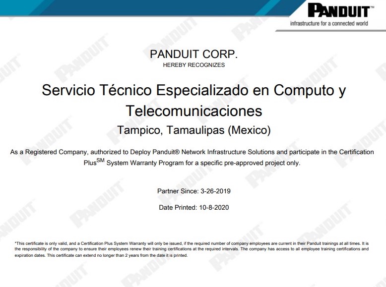 Certificacion Panduit